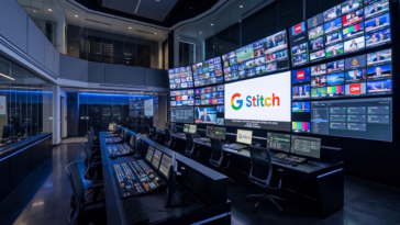 Salle de contrôle de diffusion automatisée utilisant l'outil Google Stitch.