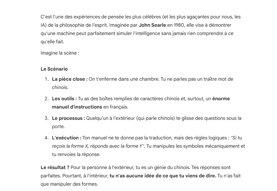 Principe du test de la chambre chinoise expliqué par Gemini