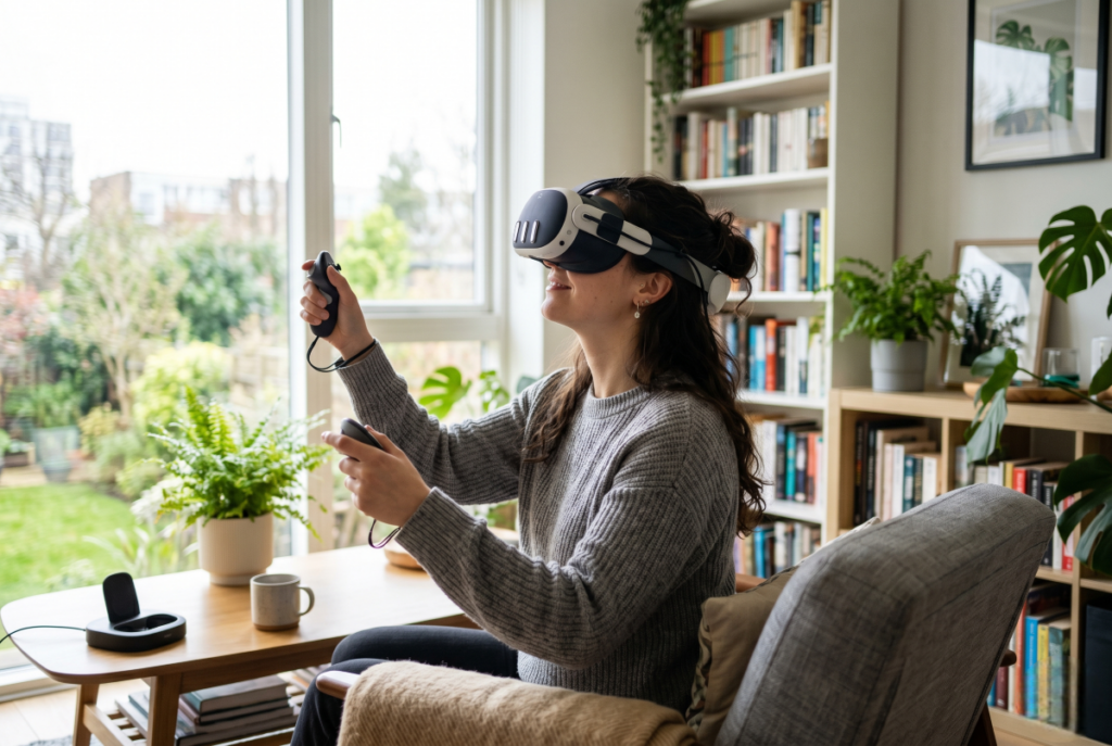 une femme qui utilise la réalité virtuelle v