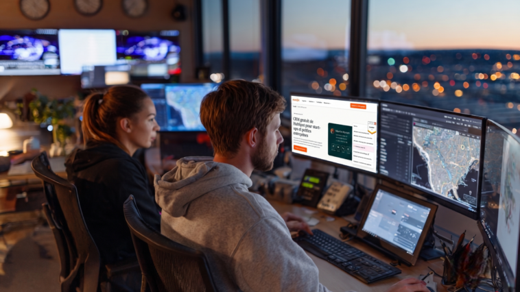 Dispatcheurs logistiques résolvant une anomalie de livraison en direct sur la plateforme CRM HubSpot.