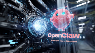 Un système numérique de gestion de serveur avec un noyau affichant l'hologramme d'OpenClaw