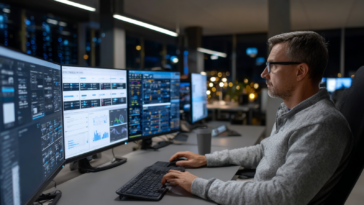 Un professionnel de l'informatique gère un VPS sur deux pc