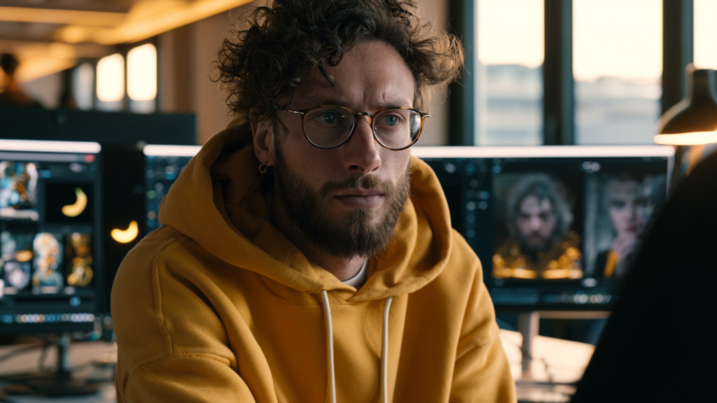 Jeune homme devant son ordinateur en train de générer une image IA avec Nano Banana