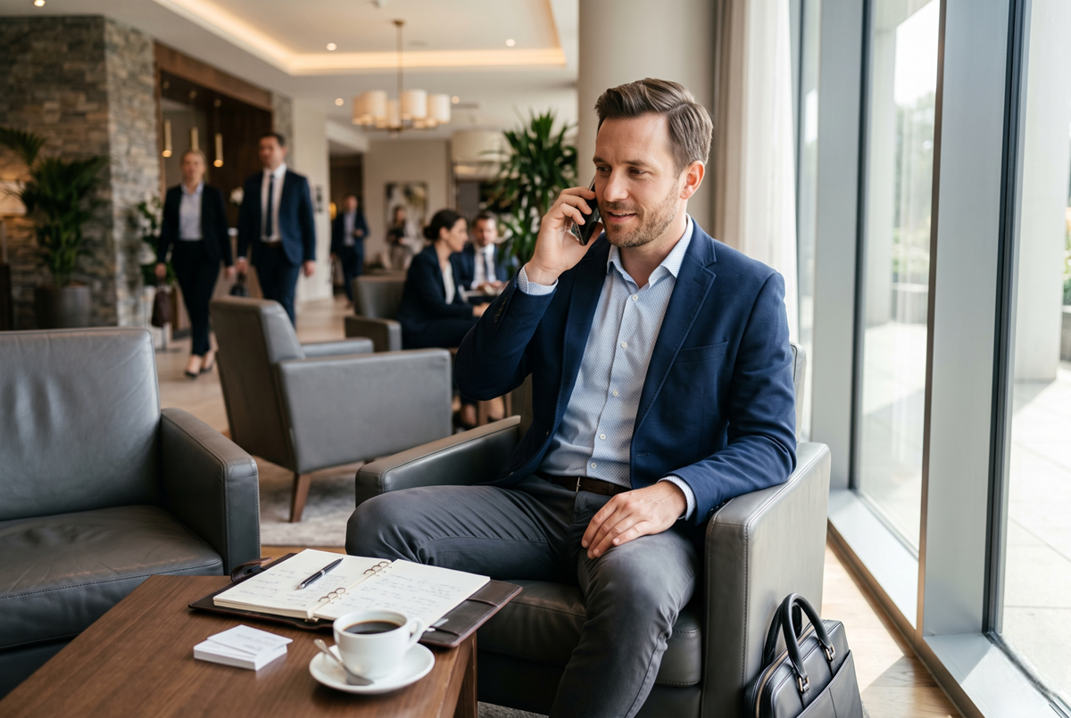 Un commercial B2B assisté par un agent ia commercial pour sa prospection.