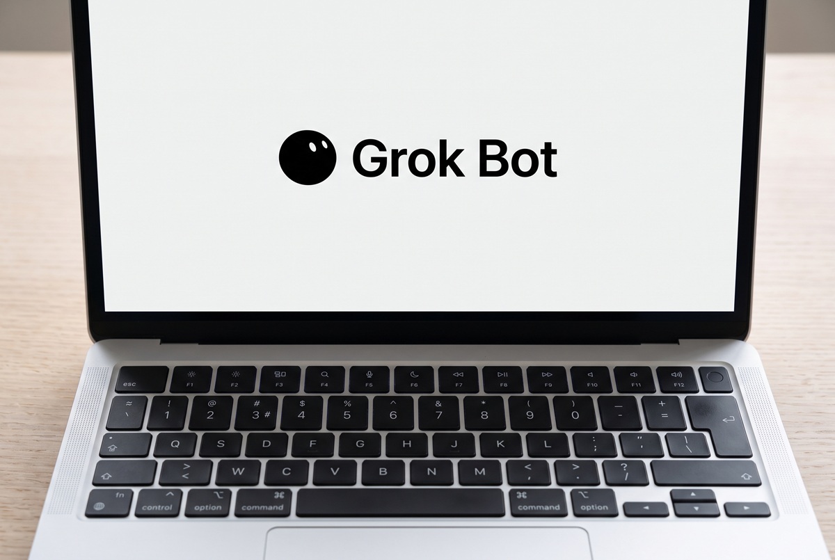 Grok Bot affiché sur l’écran d’un ordinateur portable