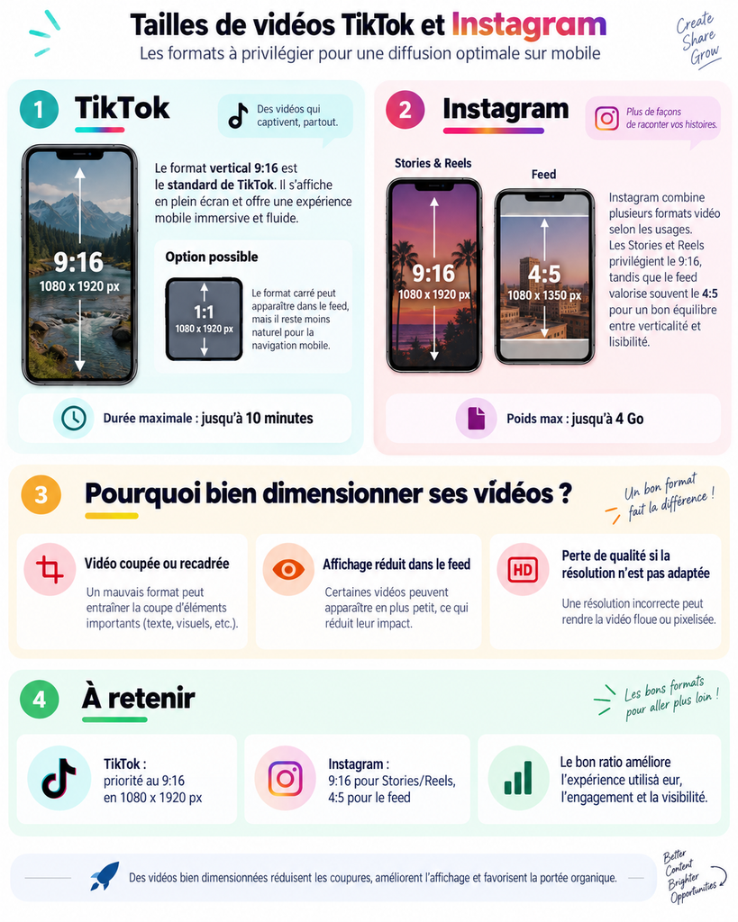 résolution recommandée pour TikTok et Instagram